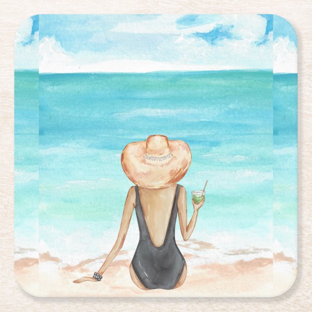 Dessous-de-verre Carré En Papier plage (Devant)
