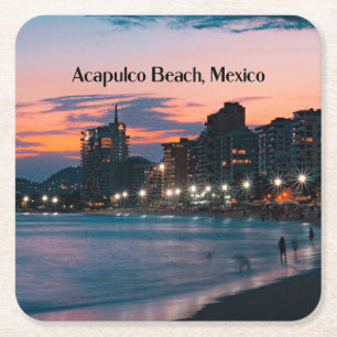Dessous-de-verre Carré En Papier Plage d'Acapulco, Mexique