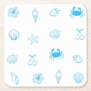 Dessous-de-verre Carré En Papier Plage grecque minimaliste