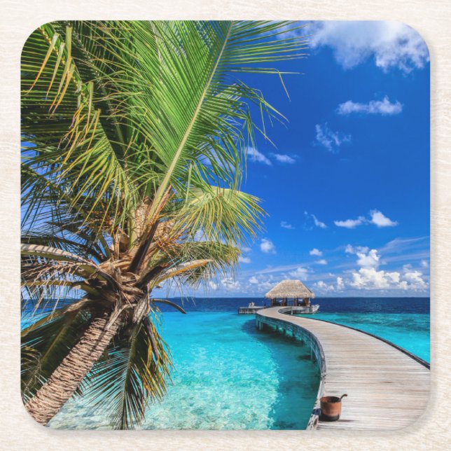 Dessous-de-verre Carré En Papier Plages tropicales | Dusit Thani Maldives (Devant)