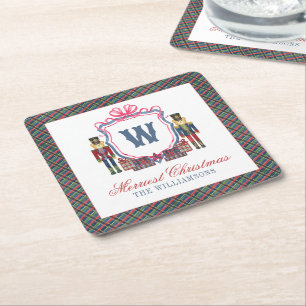 Dessous-de-verre Carré En Papier Plaid Aquarelle Ours Casse-Noisette Blason Monogra