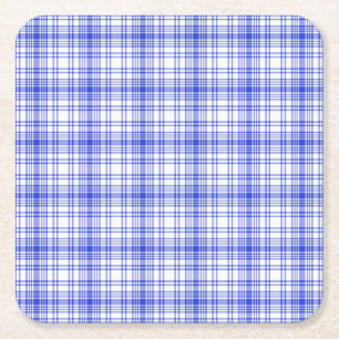 Dessous-de-verre Carré En Papier Plaid blanc bleu 2