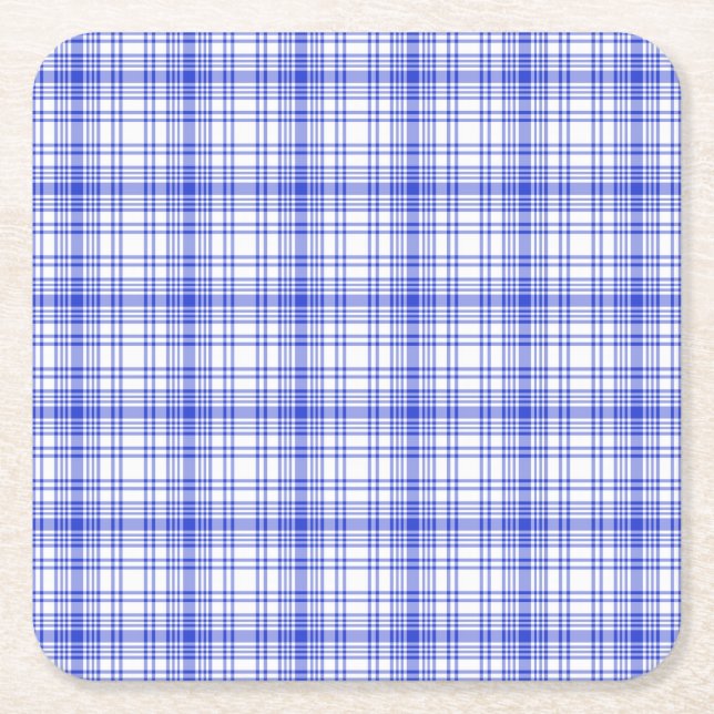 Dessous-de-verre Carré En Papier Plaid blanc bleu 2 (Devant)