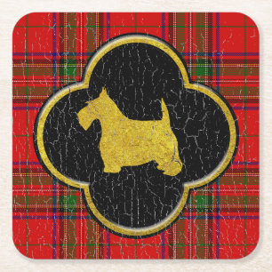 Dessous-de-verre Carré En Papier Plaid de cru de Terrier d'écossais