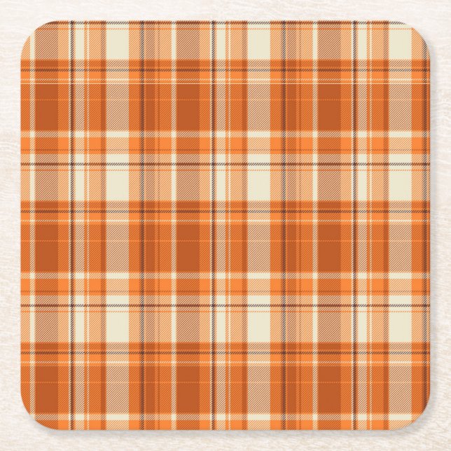 Dessous-de-verre Carré En Papier Plaid orange (Devant)