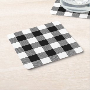 Dessous-de-verre Carré En Papier Plaid Vichy Buffle Noir Blanc Maison de Campagne R