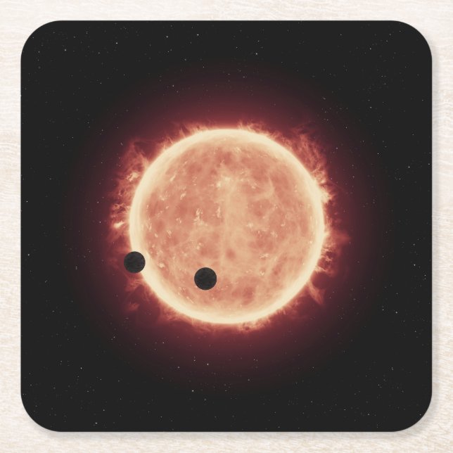 Dessous-de-verre Carré En Papier Planètes Transitant Red Nwarf Star Dans Trappist-1 (Devant)