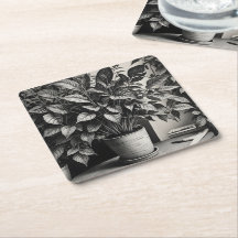 Plante en niveaux de gris avec d'énormes feuilles