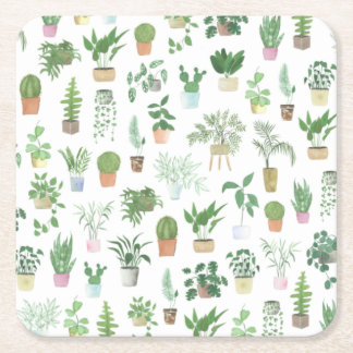 Dessous-de-verre Carré En Papier Plantita House Plantes et Pots Motif