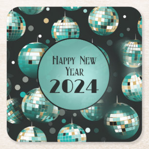 Dessous-de-verre Carré En Papier Plaques de fête du réveillon du Nouvel An - Disco