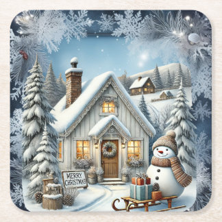 Dessous-de-verre Carré En Papier Plaques en papier de décor de Noël vintage unique