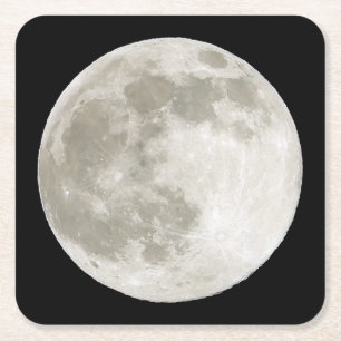 Dessous-de-verre Carré En Papier Pleine Lune Mystique Ciel Sombre Espace Esthétique