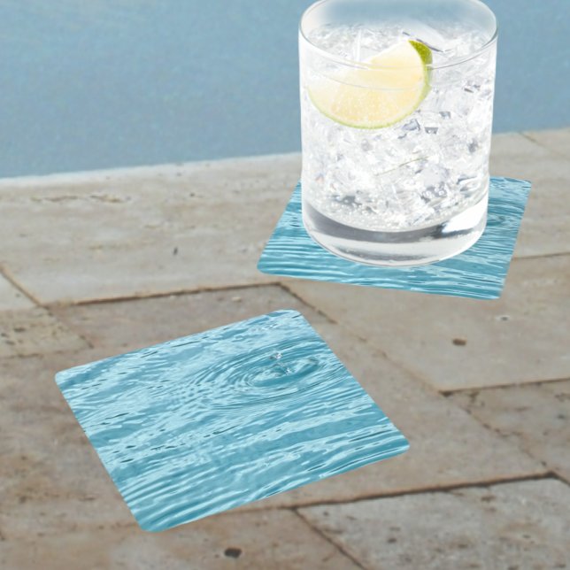 Dessous-de-verre Carré En Papier Pluie sur Piscine d'eau Aqua Blue (Créateur téléchargé)