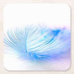 Dessous-de-verre Carré En Papier Plume de plume d'oiseaux bleus