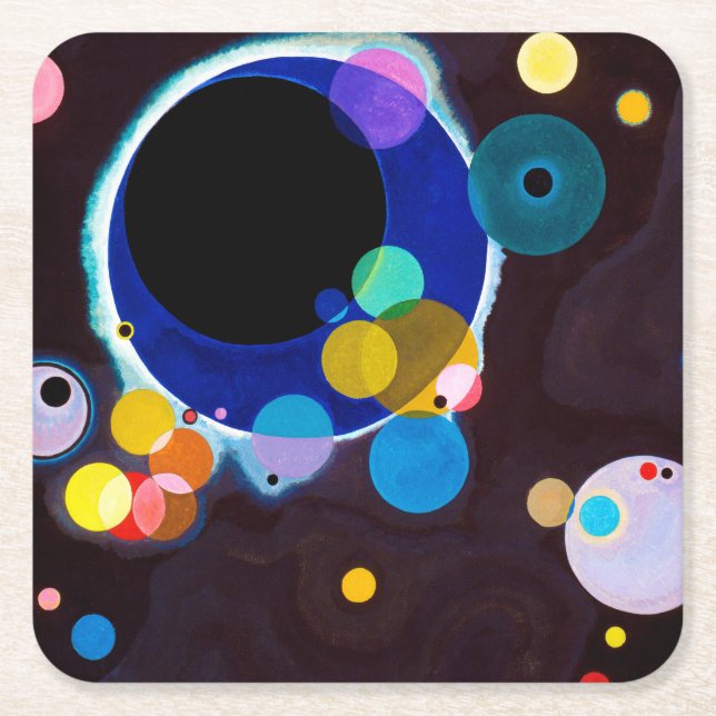 Dessous-de-verre Carré En Papier Plusieurs cercles, Wassily Kandinsky (Devant)