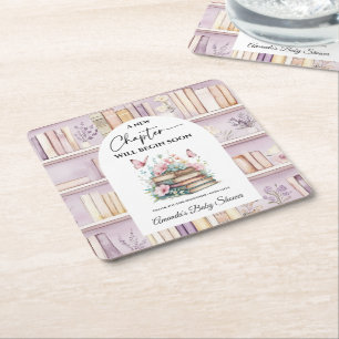 Dessous-de-verre Carré En Papier Poetcore Nouveau Chapitre Fille Rose Livre Baby Sh
