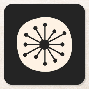 Dessous-de-verre Carré En Papier Point atomique du milieu du siècle mignon Rétro No