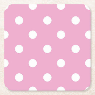 Dessous-de-verre Carré En Papier Points blancs sur rose