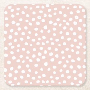 Dessous-de-verre Carré En Papier Points Posters de animaux Fluds Points Rose Et Bla