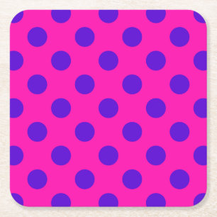 Dessous-de-verre Carré En Papier Pois bleus sur fuchsia
