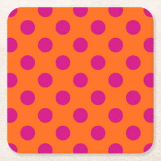 Dessous-de-verre Carré En Papier Pois Fuchsia orange