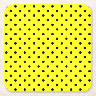 Dessous-de-verre Carré En Papier Pois jaune noir
