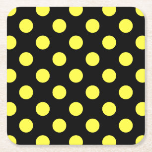 Dessous-de-verre Carré En Papier Pois jaunes sur fond noir