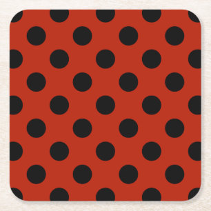 Dessous-de-verre Carré En Papier Pois noirs en rouge