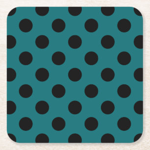 Dessous-de-verre Carré En Papier Pois noirs en turquoise