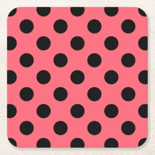 Dessous-de-verre Carré En Papier Pois noirs sur corail