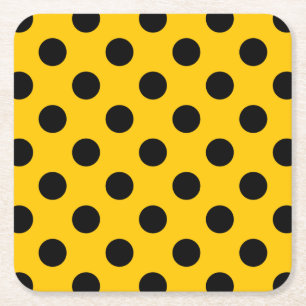 Dessous-de-verre Carré En Papier Pois noirs sur jaune