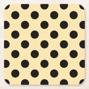Dessous-de-verre Carré En Papier Pois noirs sur jaune pâle