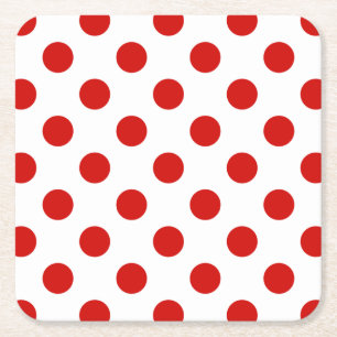 Dessous-de-verre Carré En Papier Pois rouges et blancs