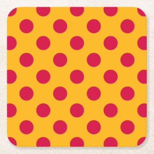 Dessous-de-verre Carré En Papier Pois rouges sur jaune