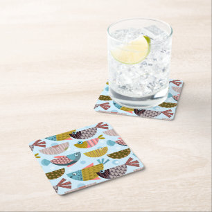 Dessous-de-verre Carré En Papier Poisson rétro