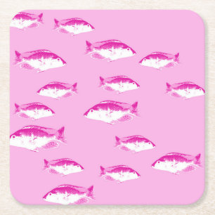 Dessous-de-verre Carré En Papier Poisson rose