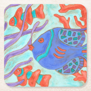 Dessous-de-verre Carré En Papier Poissons de bruit