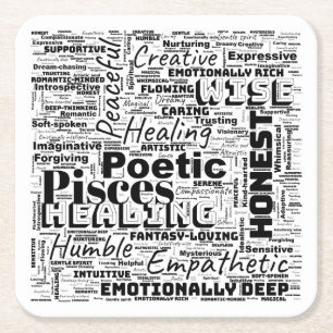 Dessous-de-verre Carré En Papier Poissons Zodiac Word Cloud Inspiration