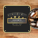 Dessous-de-verre Carré En Papier Poker Aces Black & Gold Bachelor<br><div class="desc">Dessous de verre de bachelor à thème de poker noir et or avec quatre as et marquee. Personnalisez-le avec les détails de l'événement du marié.</div>