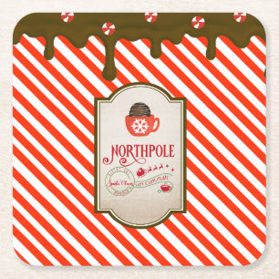 Dessous-de-verre Carré En Papier Pôle Nord Père Noël Shop Funny Elfe de Noël Fabriq