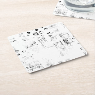 Dessous-de-verre Carré En Papier  police, musique, monochrome, cercle, motif, monoc
