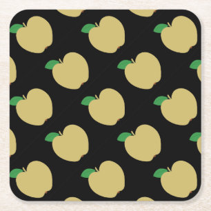 Dessous-de-verre Carré En Papier Pomme d'or en noir