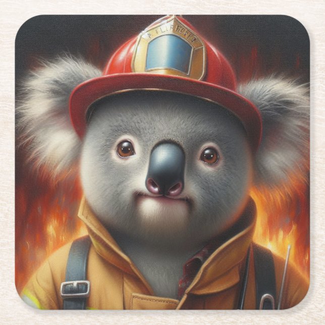 Dessous-de-verre Carré En Papier Pompier Koala (Devant)