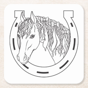 Dessous-de-verre Carré En Papier Poney en fer à cheval Cadeau Équitation Cheval Wes