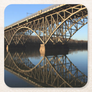 Dessous-de-verre Carré En Papier Pont au-dessus de rivière de Schuylkill
