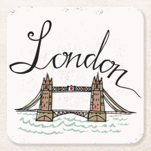 Dessous-de-verre Carré En Papier Pont en lettres de Londres de main
