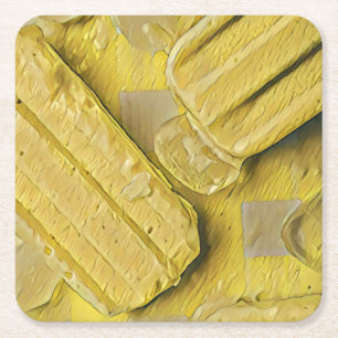 Dessous-de-verre Carré En Papier popsicle à cône de crème glacée jaune