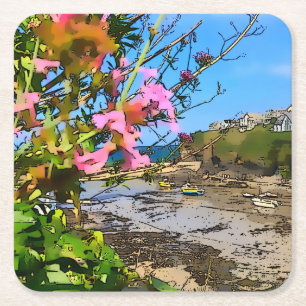 Dessous-de-verre Carré En Papier Port Isaac Cornwall Harbour Friends