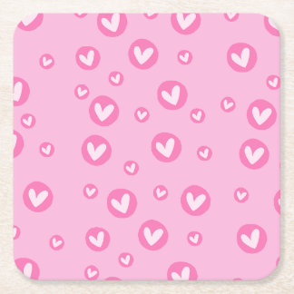Dessous-de-verre Carré En Papier Porta Copos Padrão de Corações Rosa