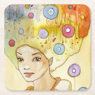 Dessous-de-verre Carré En Papier Portrait abstrait